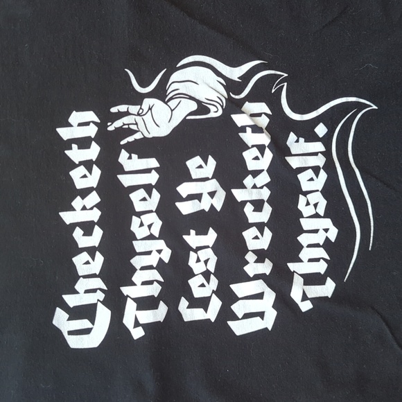 Women's Graffic Tee. "Checketh Thyself Lest Ye Wrecketh Thyself." Size Large. - Picture 3 of 6